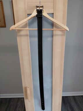 Nocona Black Leather Belt with Silver Buckle And Classic Stitching